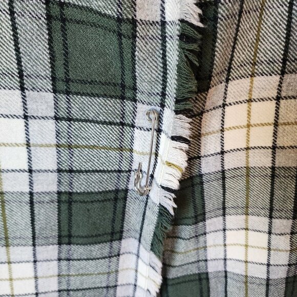 O’Neil Of Dublin Womens 100% Pure Wool Pleated Skirt Kilt White/Green Plaid 10 - Picture 5 of 13